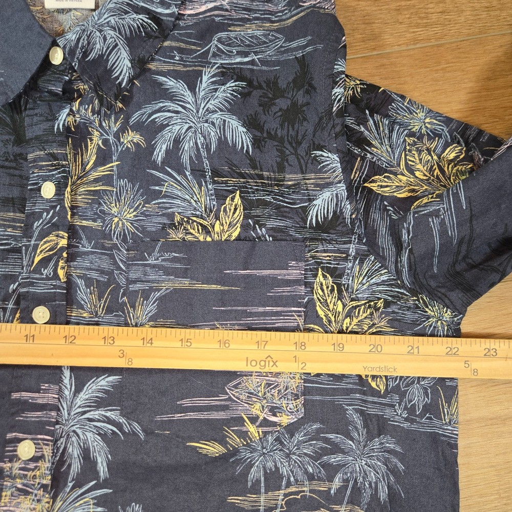 Gap Easy Shirt Womens L Linen Blend Hawaiian Tropical Button Up Beach Resort - Picture 7 of 10